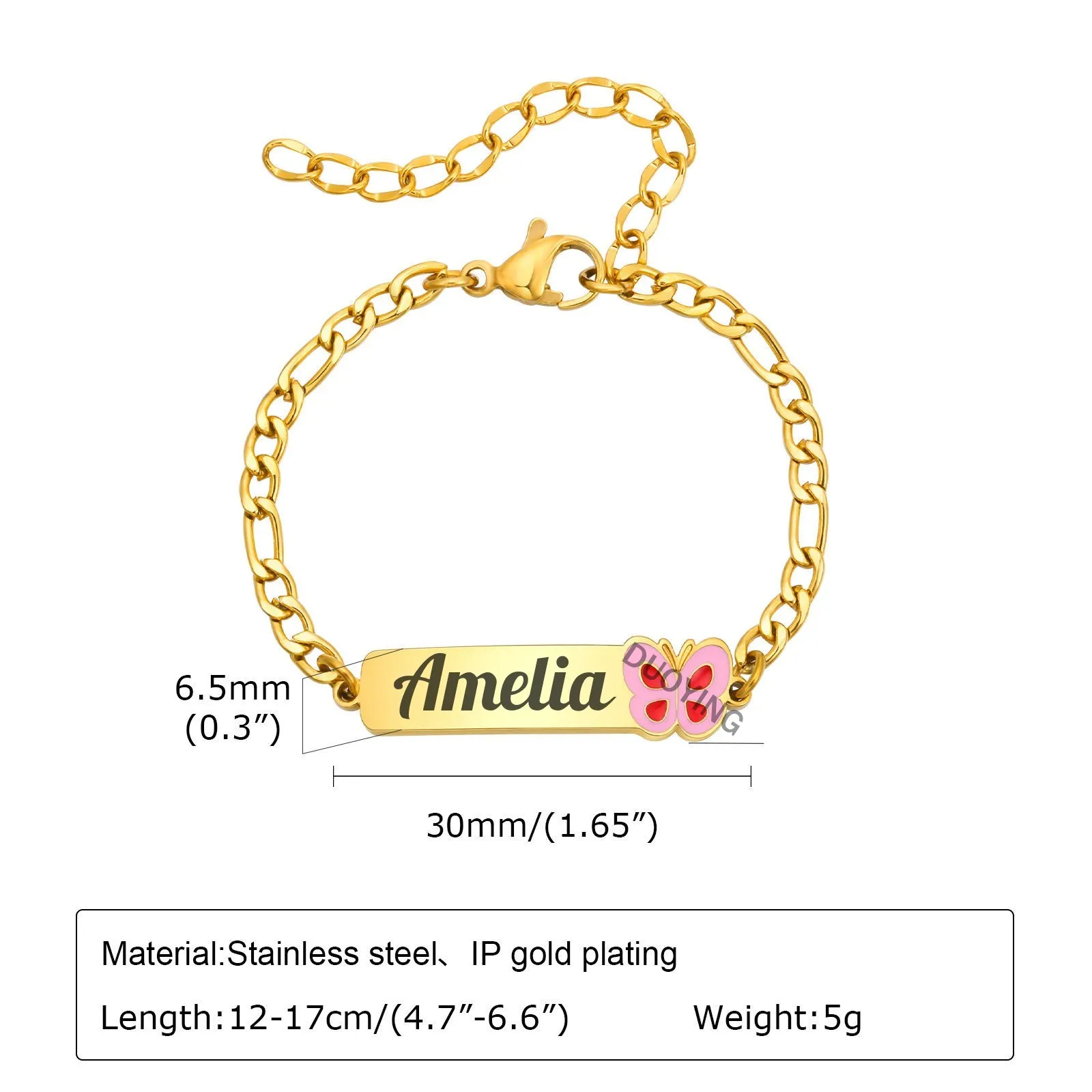 DUOYING Custom Name Kids Bracelet Dainty Engraved Letters Bracelet Enamel Charms Adjustable Child Size Blank Bar Bangles Jewelry