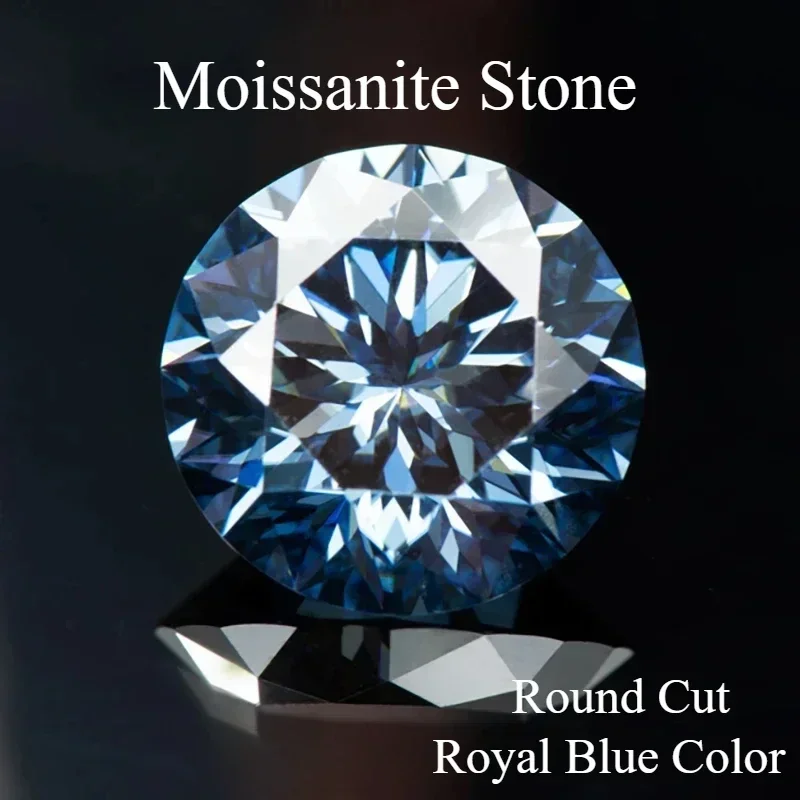 

Moissanite Stone Round Shape Natural Color Royal Blue Plum Blossom Cut Lab Grown Diamond For DIY Jewelry Making With GRA Report