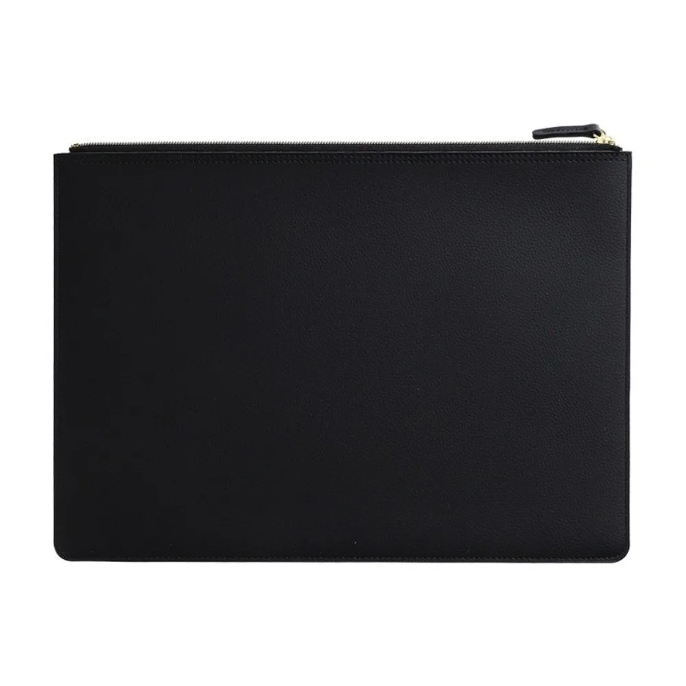 PU Leather A4 File Folder Zipper Bag Large Capacity Business Briefcase Waterproof High-grade File Storage Clip Conference