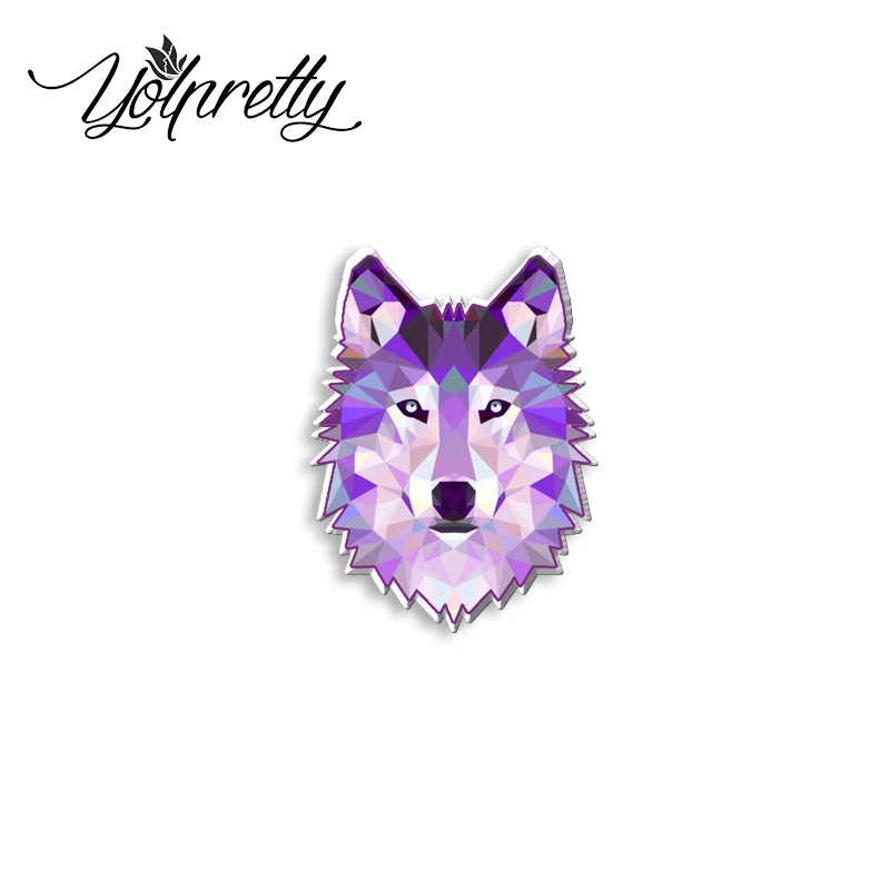 2023 New Arrival Fashion Galaxy Forest Purple Wolf and Moon Handcraft Acrylic Epoxy Badge Pin Lapel Pins