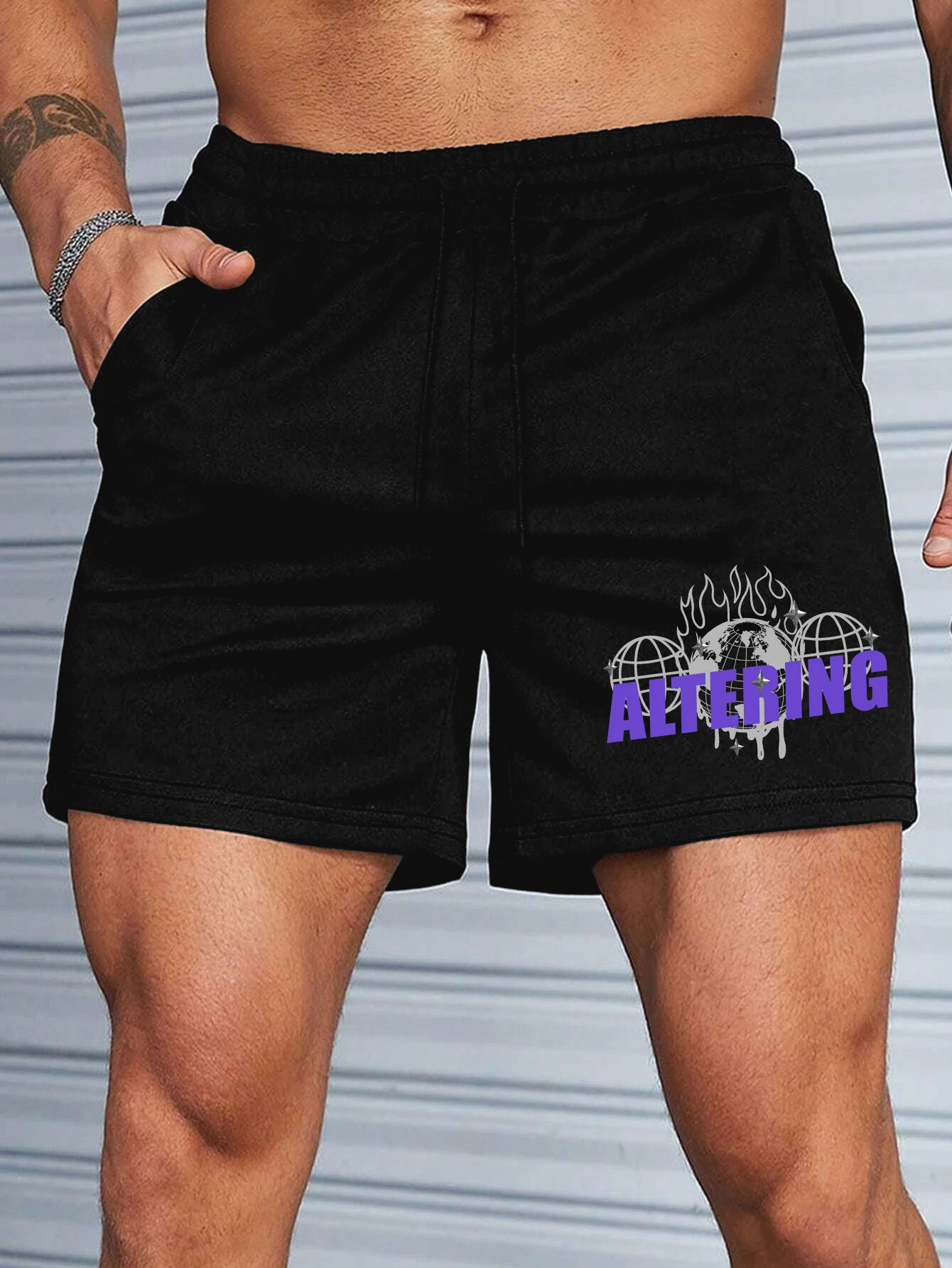 

Мужские шорты с принтом букв и земного шара, повседневные и спортивные, удобные и легкие, для летних активностей на открытом воздухе