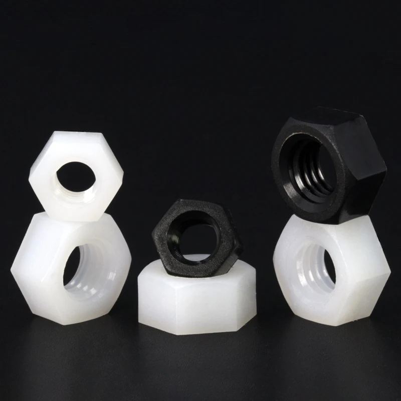 DIN934 Standard Plastic Hexagon Nuts M2 To M16 White Black Color Heat Electric Insulation Nylon Fastener Nuts