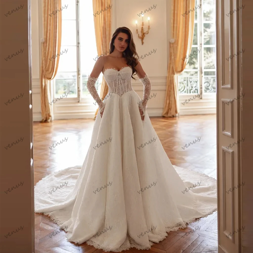 

Vintage Wedding Dresses A Line Tulle Tiered Bridal Gowns Lace Appliques Strapless Backless Robes Vestidos De Novia Customized