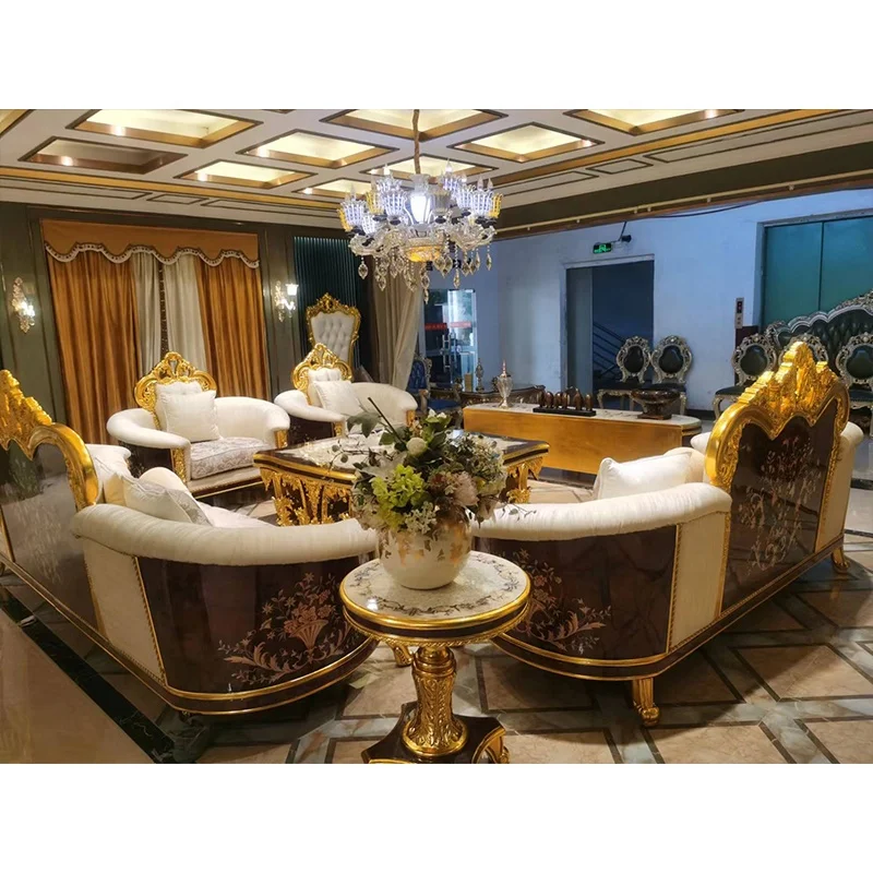 *# European Style Royal Vintage Classic Sofa Furniture Luxury Carved Solid Wood Living Room Sofa