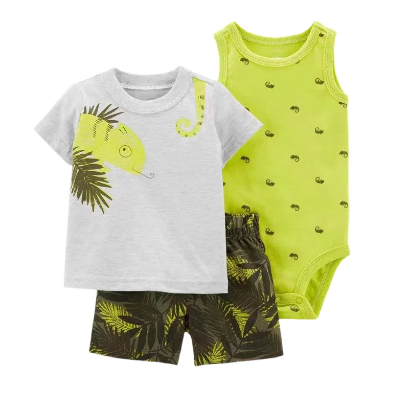 0-24Months Baby Girl Boy Clothes Set 2024 Summer Bebe T-shirt+Bodysuit+Shorts 3Pieces Suits New borns Infant Outfit