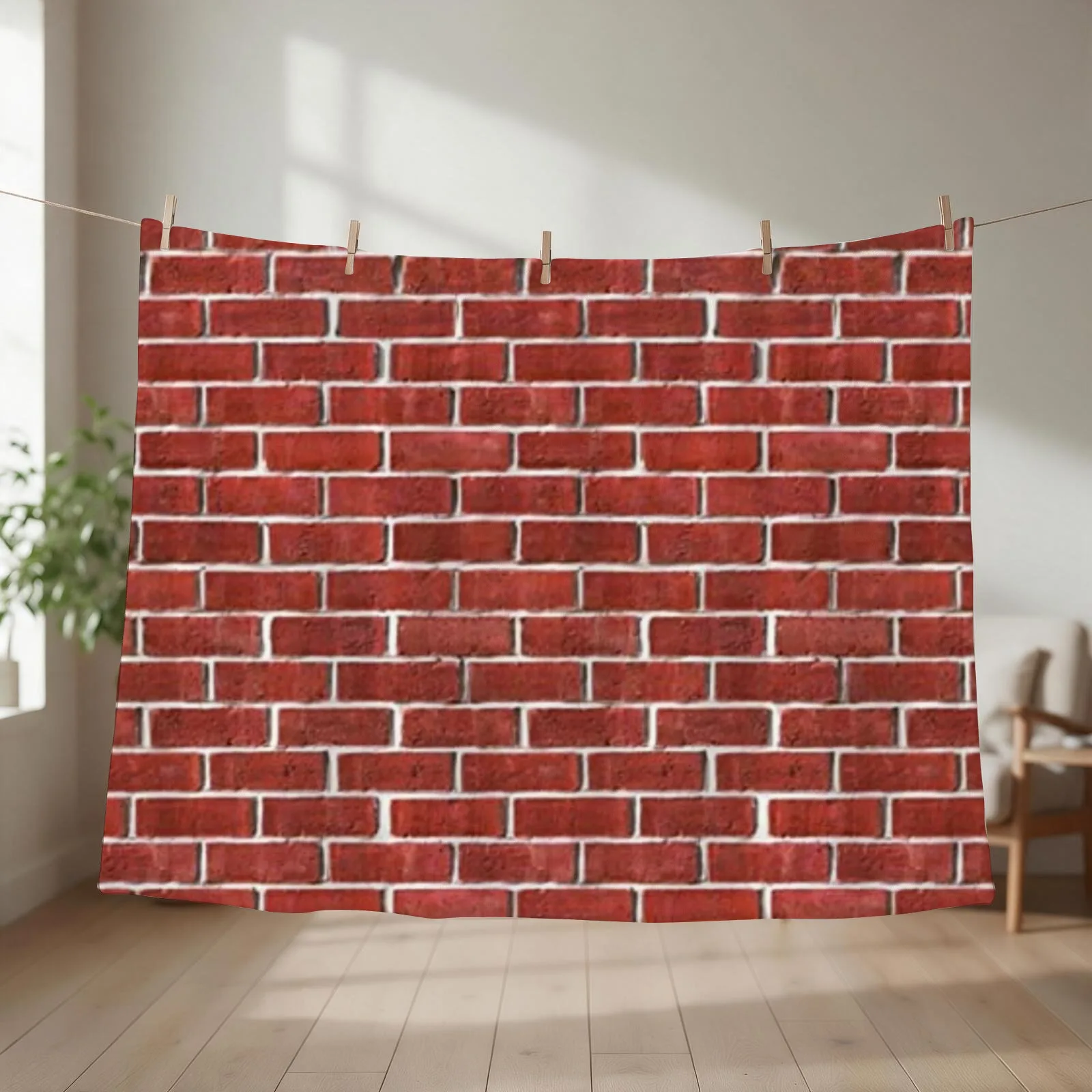 Brick wall Pattern Red Brick Throw Blanket couch cozy soft plush fuzzy picnic outdoor blanket