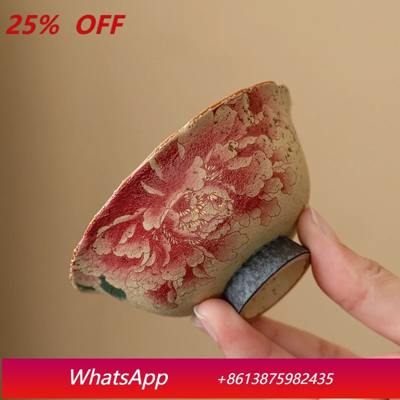 

LTT Peony Blue and White Teacup Ceramic Master Cup Retro Tea Cup