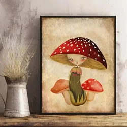1pc Mushroom Painting on Canvas - Wall Art Poster for Bathroom, Bedroom, Office, Living Room - Home Decor - No Frame Needed