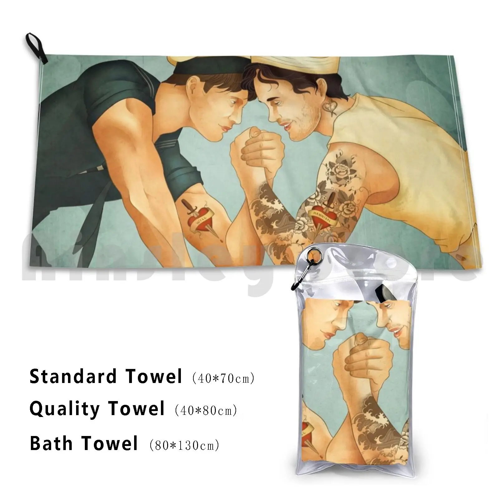 Vintage Sailors Bath Towel Beach Cushion Hannibal Hannigram Hannibal Lecter Murder Husbands Sailors Tattoos