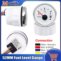 52MM Universal Gas Fuel Level Gauge Analogue LED Car Marine Boat 240-33 Ohms 0~190ohm Fuel Level Meter with Alarm Light