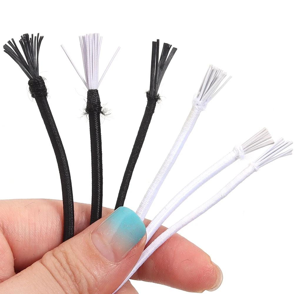 10 m, 2/2,5/3 mm, starkes elastisches Seil, weiß/schwarz, rundes elastisches Seil, Gummiband, zum Nähen von Kleidungsstücken, zum Basteln, für DIY-Nähbedarf – Detail 3