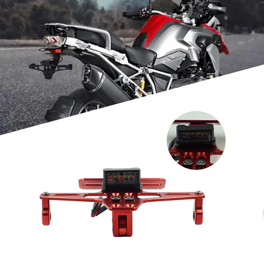 

Motorcycle License Plate Holder LED Lamp Holder Accessories Moto Universal For BMW R1200GS KTM YAMAHA MT07 Kawasaki Z900 CB650R