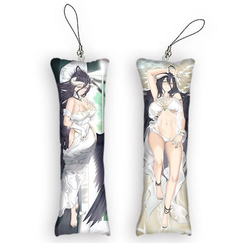 OVERLORD Gantungan Kunci Cosplay Anime Liontin Dakimakura Mini Gantungan Kunci Gantungan Kunci Bantal Kecil Lucu Print Dua Sisi