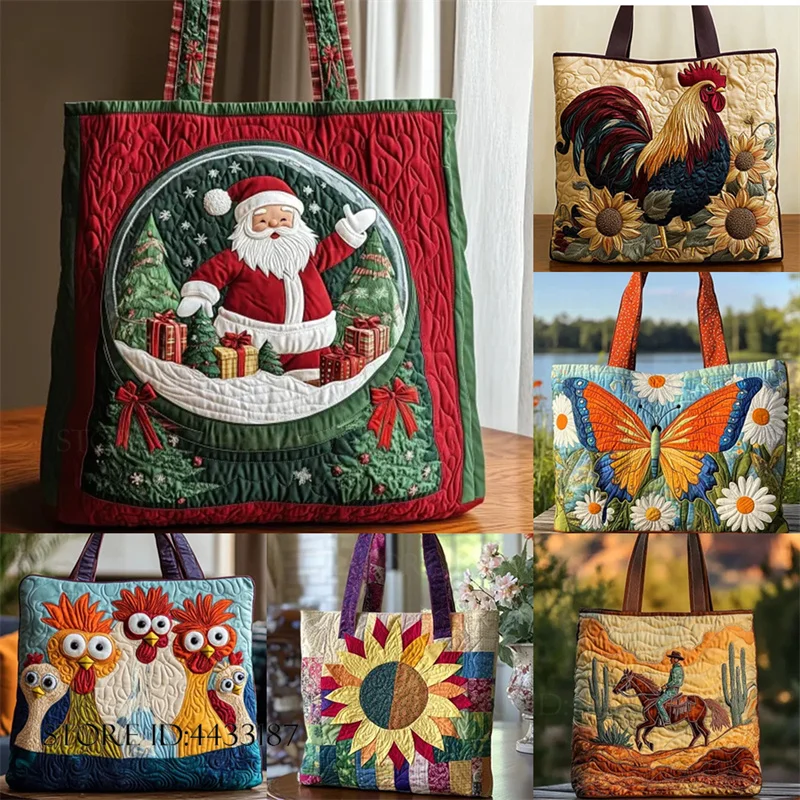 Bolso de mano diario para mujer, bolso de compras con estampado de Papá Noel, bolso de hombro, bolso tipo Duffle, bolsos deportivos informales acolchados de gran capacidad
