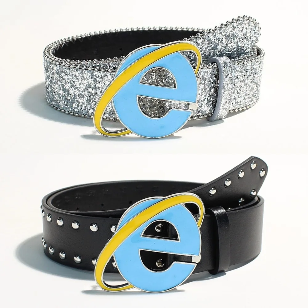New Fashion Y2K Belt PU Leather Internet Smooth Buckle Retro 90s E-Girl E-Boy Streetwear Minimalist Daily Outfit Jeans Waistband