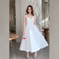 Customized Jersey Beading Draped Pleat Beach A-line Spaghetti Strap Bespoke Occasion Gown Midi Dresses