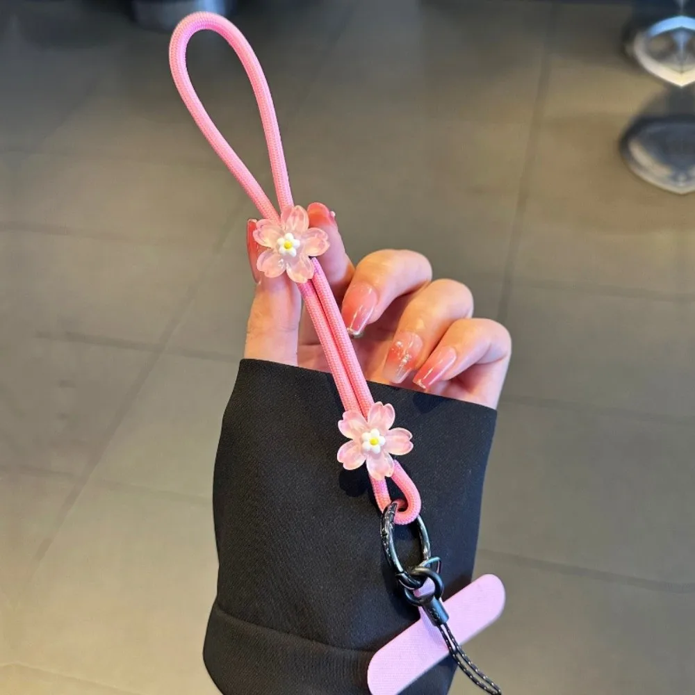Adjustable Mobile Phone Lanyard Cherry Blossom Anti Loss Mobile Phone Strap Short Handheld Cell Phone Chain New Year Gift