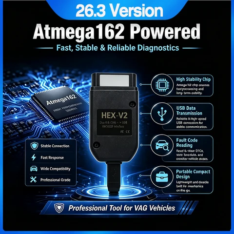 Обновление 2026: VCDS VAGCOM HEX V2 Интерфейс VCDSCAN 26.3.0 для VW, Audi, Skoda, Seat – Многоязычные инструменты для диагностики автомобилей