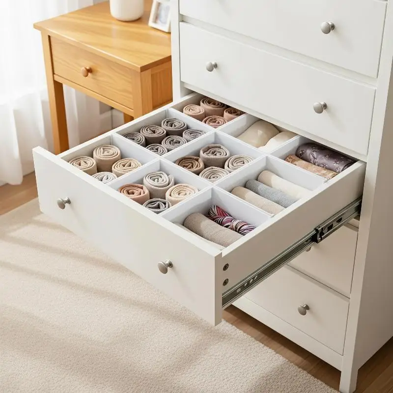 5Pcs Adjustable Expandable Plastic Drawer Divider No Drill Partition For Deep Shallow Drawer Kitchen Underwear Storage Supplies