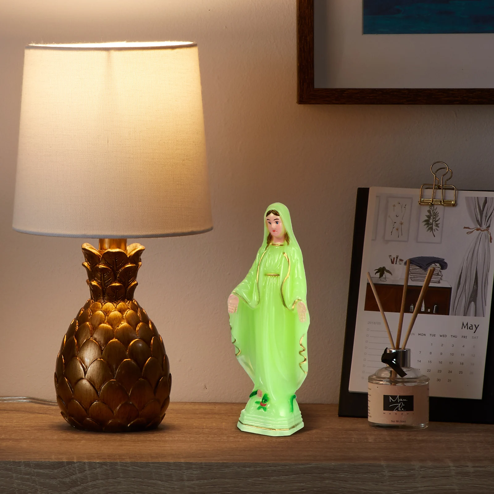 

Religious Mother Mary Statue Luminous Night Light Decoration Church Ornament Desktop Adornment Catholic Blessed Holy Craft