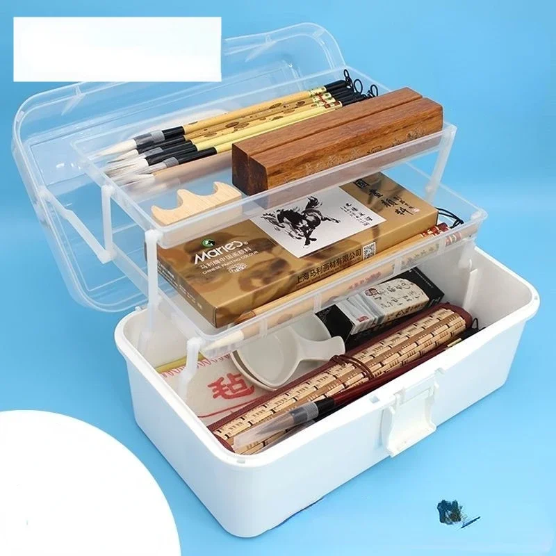 Art Student Toolbox for Elementary School Students Painting Box with Three Layer Folding Painting Home Nail Storage Box