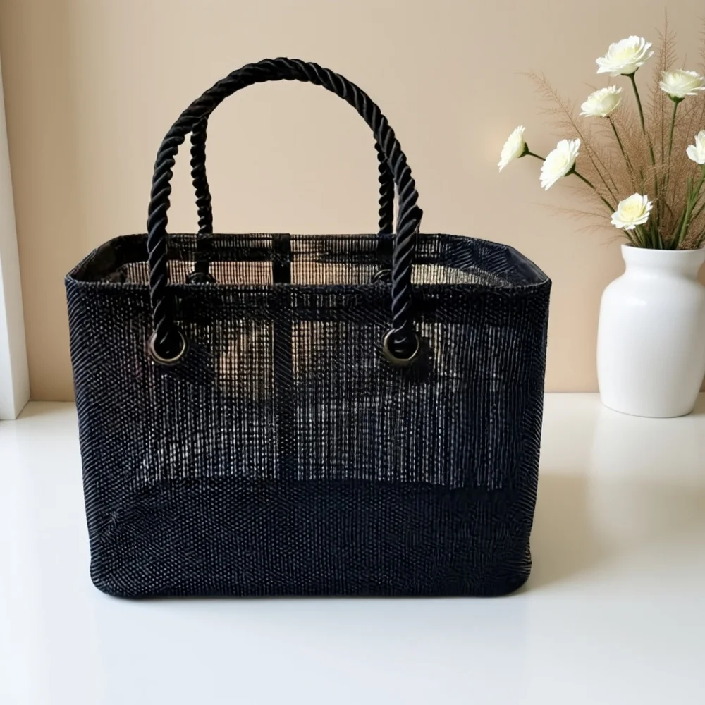 Minimalist Mesh Beach Bag Foldable Tote Bag Travel Laundry Bag Swimming Storage Bag Beach Vacation Swimming Travel Essentials