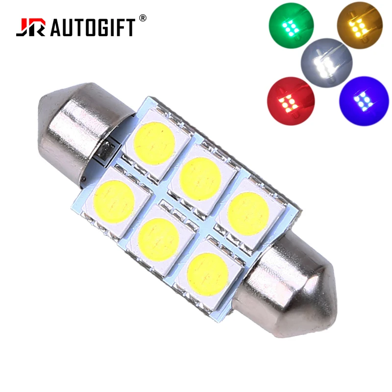

200PCS 24V 12V Festoon 5050 6SMD 31/36mm/39mm/41mm Car LED light White/blue/green/red/yellow/ FT C5W Interior Door light