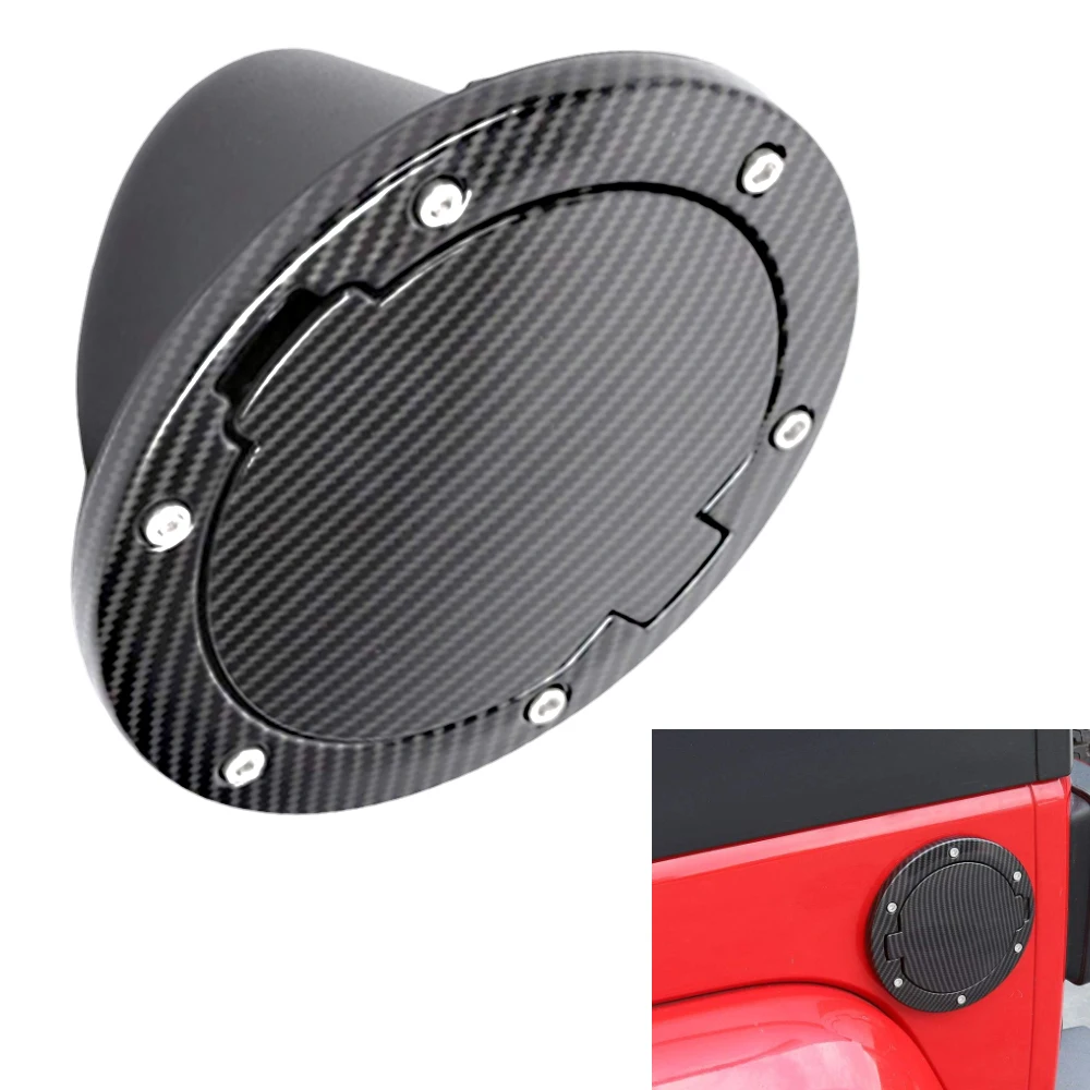 

Carbon Fiber Black Fuel Tank Cap Cover for Jeep Wrangler JK JKU 2007-2018 Fuel Door Gas Lid Tank Cap Cover