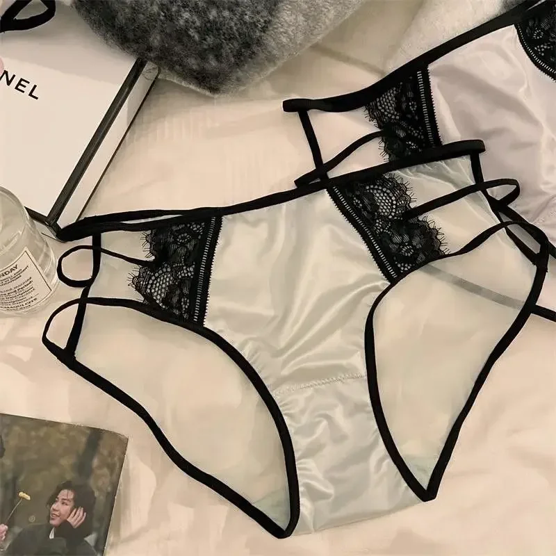 

Pure Cotton Antibactic Crotch Panties Women Sexy Satin Lace Underwear 2025 New Female Hollow Low Waist Thin Breathable Briefs