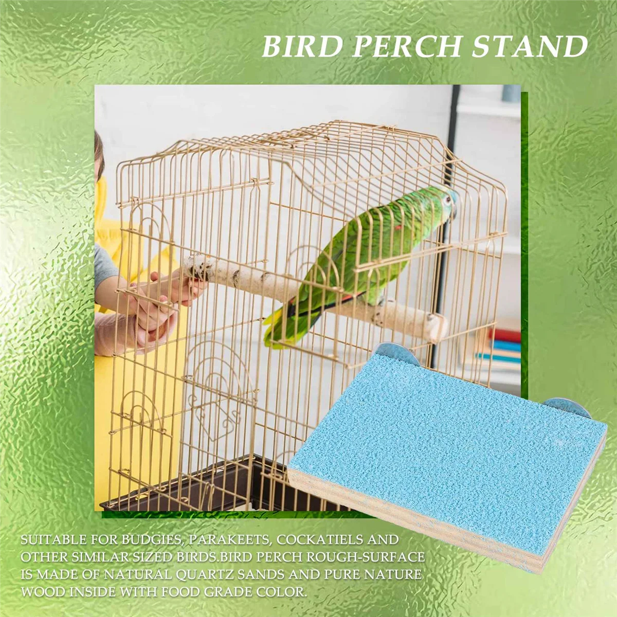 H-W perche à oiseaux support plate-forme bois naturel aire de jeux pattes meulage propre pour animaux de compagnie perroquets perruches perruche calopsittes Conure Lov