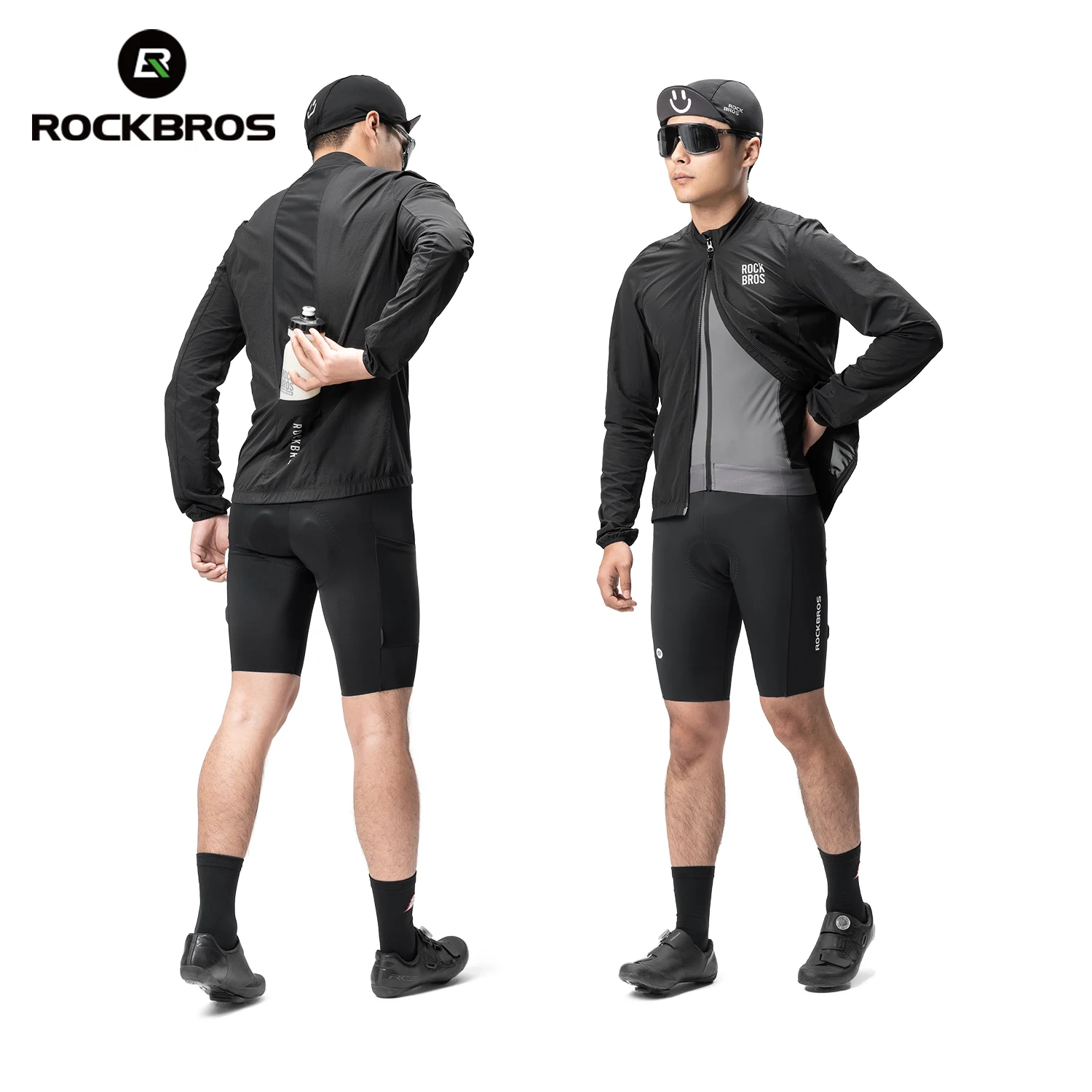 ROCKBROS Lekkie kurtki rowerowe Wiatroszczelna wiatrówka rowerowa Odblaskowa, oddychająca kurtka do biegania Płaszcz męski z zamkiem błyskawicznym YKK — zdjęcie 4