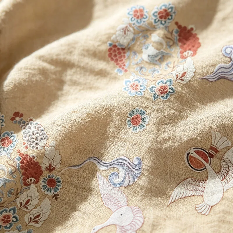 Ramie Fabric, Printed Raw Color High Density Twill, Breathable Anti Pilling Good Drape, For Hanfu Bag Shirt, Factory Direct Sale
