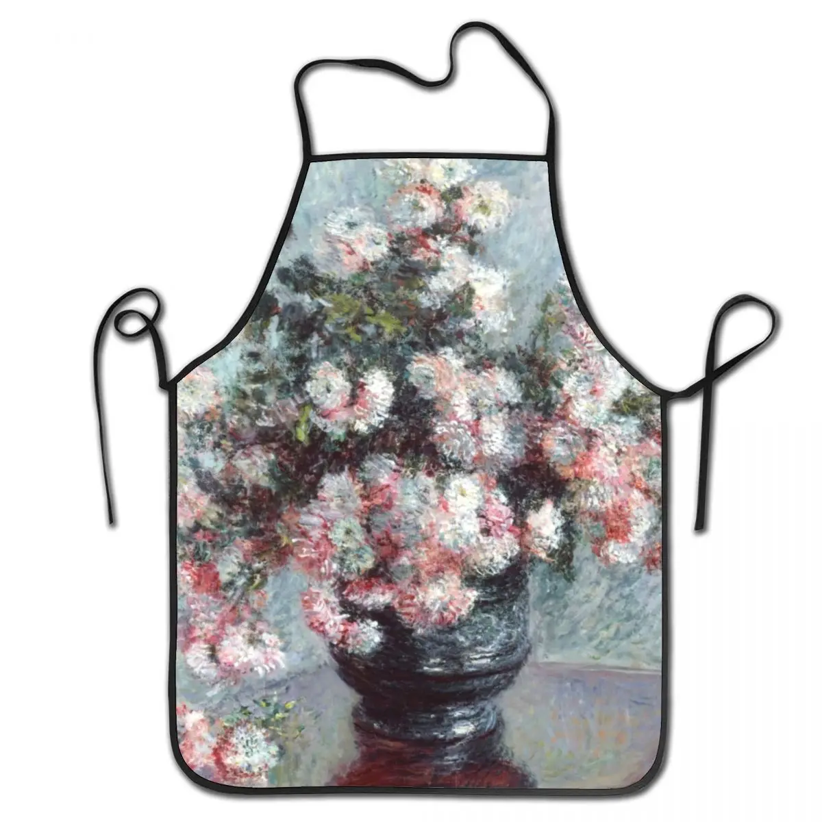 Custom Bib Claude Monet Chrysanthemums Painting Aprons for Men Women Unisex Adult Chef Kitchen Cooking Tablier Cuisine Painting