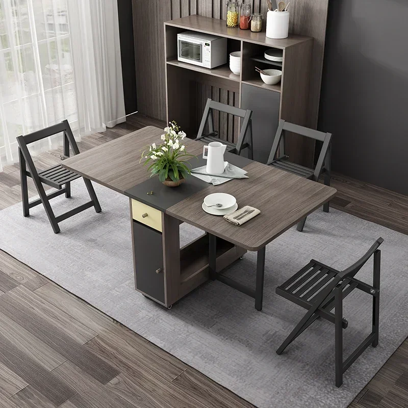 Folding Dining Table Multi-functional, Desk and Chair Combination, Modern Simple and Simple Retractable Dining Table New