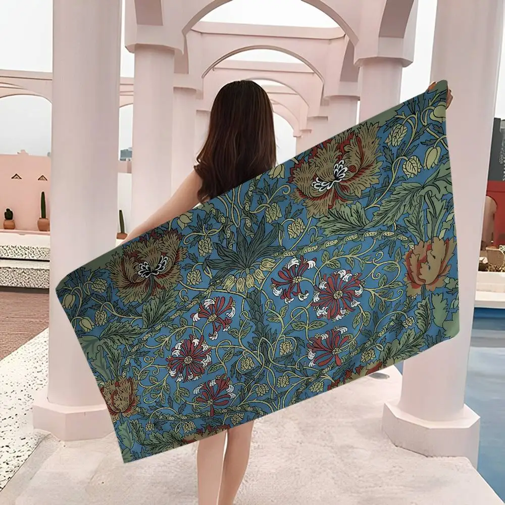 William Morris Microfiber Printed Beach Towel Mountain Climbing Yoga Beach Swimming Running Absorbent Soft Towel