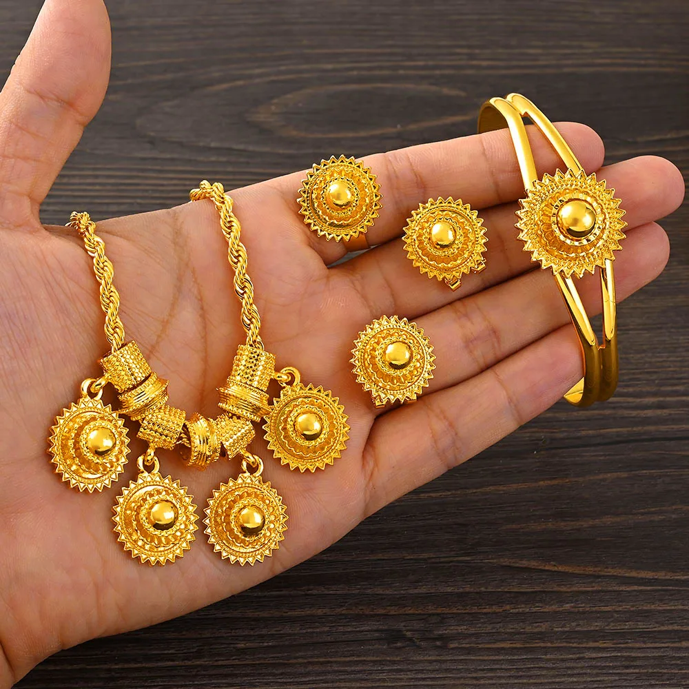 Small Size Ethiopian Jewelry for Girls Women Gold Color Eritrea African Children Birthday Jewelry Gift