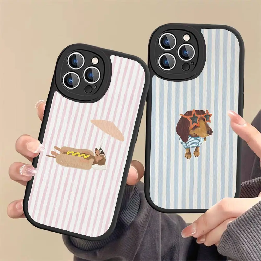 

Dachshund Black Stripe Phone Case Hard Leather For IPhone 14 13 16 Mini 15 14 11 12 Pro Max Plus Fundas