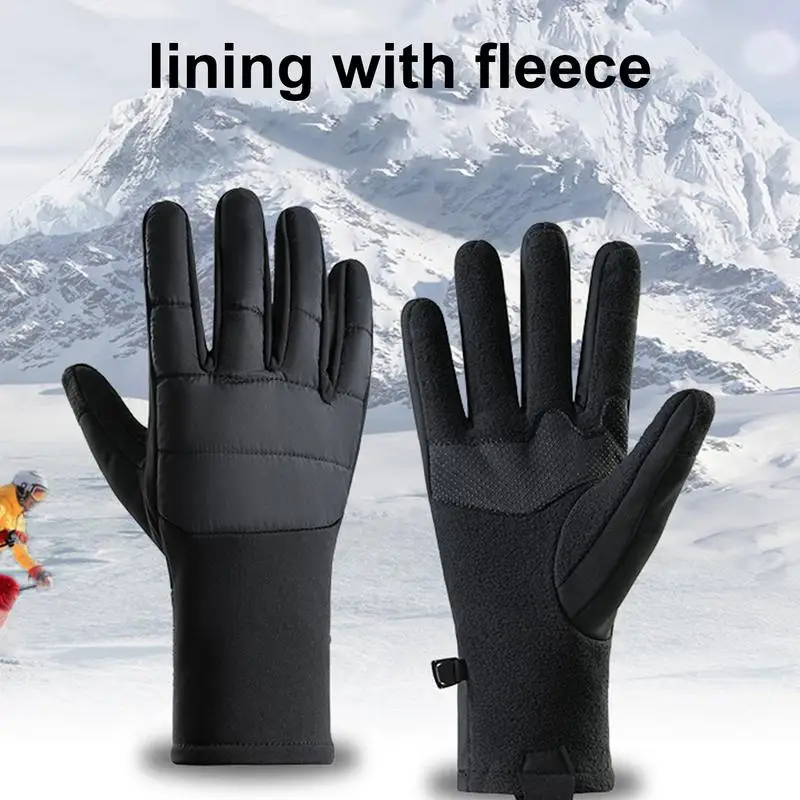 Guantes de invierno para pantalla táctil, manoplas de dedo completo, antideslizantes, ajustables, a prueba de viento