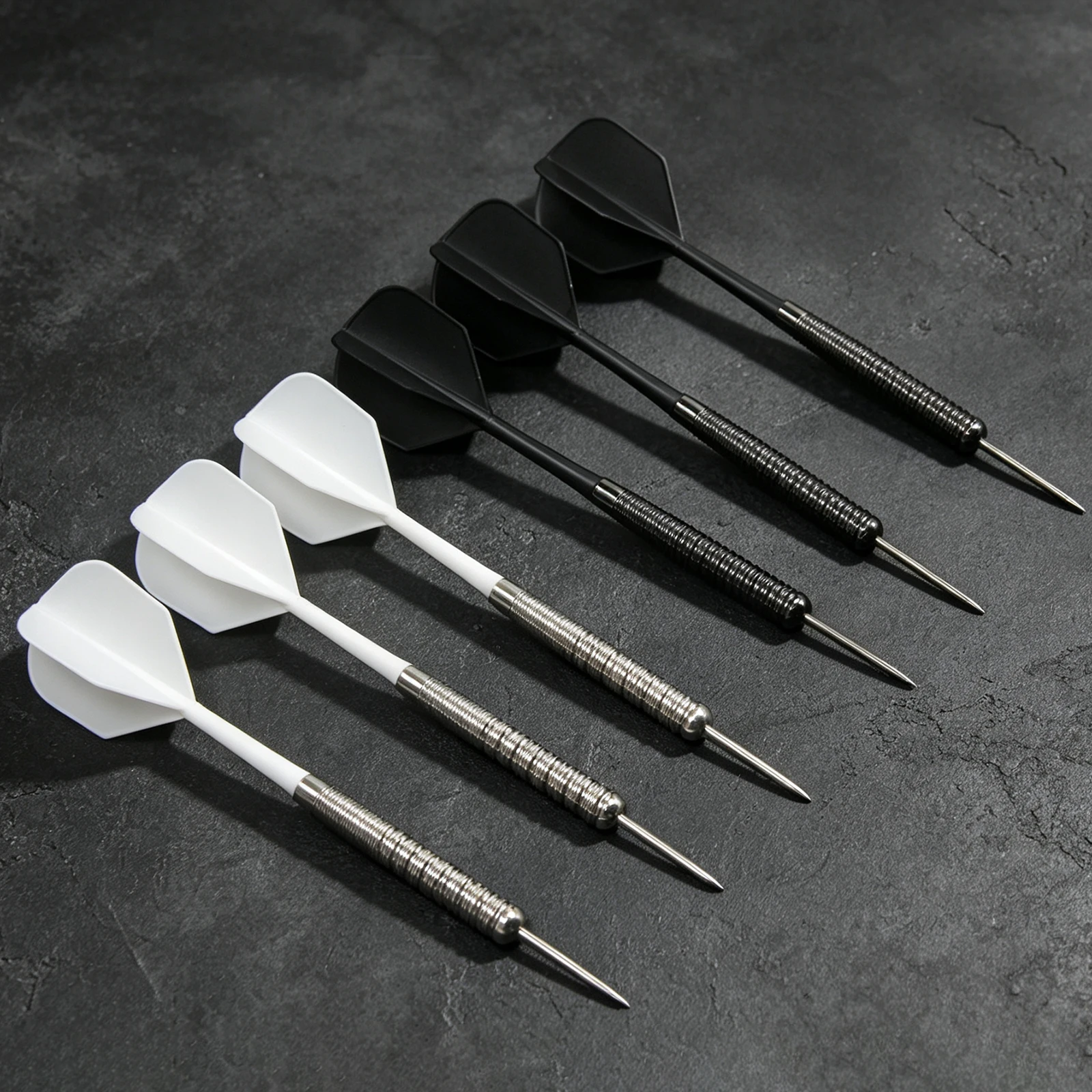 Huanqu 6-Piece Professional Hard Iron Dart Set, Non-Slip Knurled Dart Shafts, Black and White Dual-Color Precise Weights, Stable Flight, Suitable for Dart Board Training, Home Entertainment, Bar Parties, Multiplayer Competitions, Adult Gifts