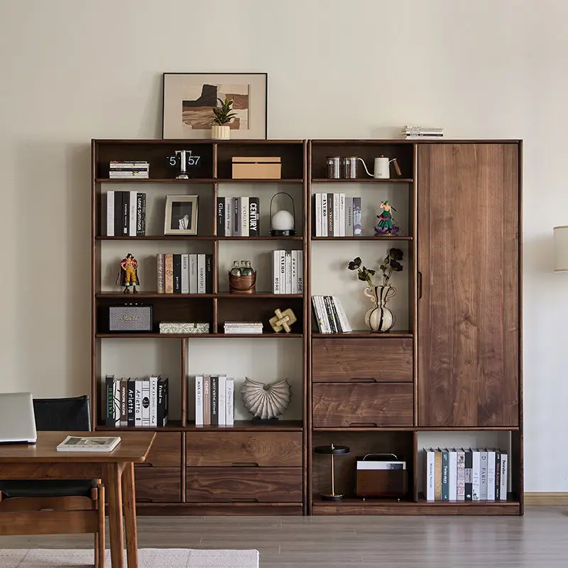 bookcase living room floor-to-ceiling multi-layer bookshelf figure display cabinet combination solid wood bookshelf storage