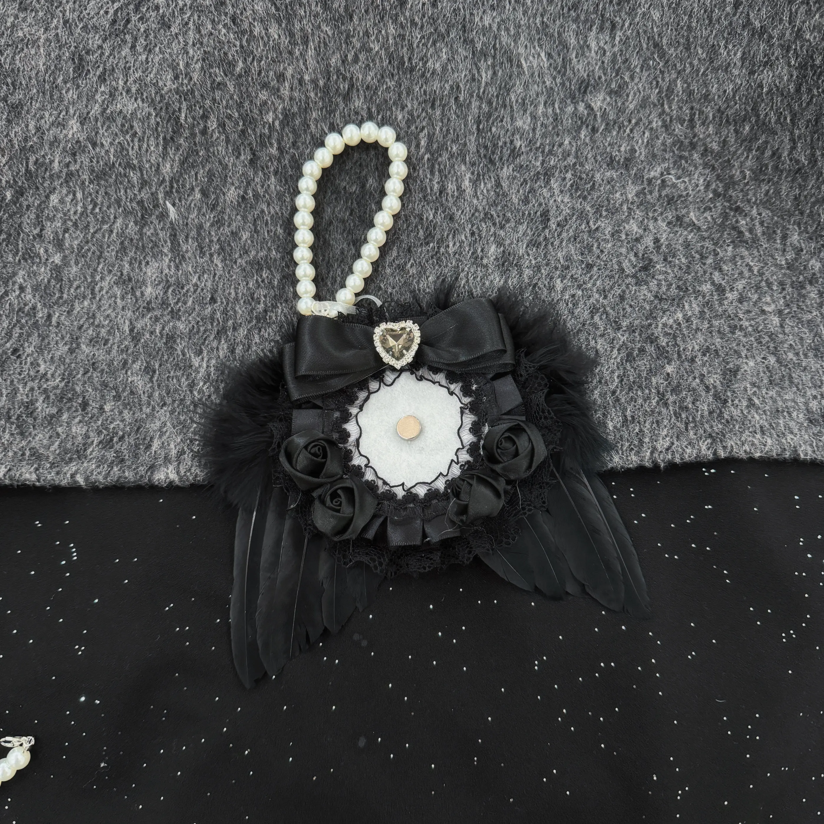 Handmade Pure White Flower Marriage Gothic Wind Wings Holy Bar To 58mm Lta Bag Hanging Valley Beauty Two-dimensional Periphery