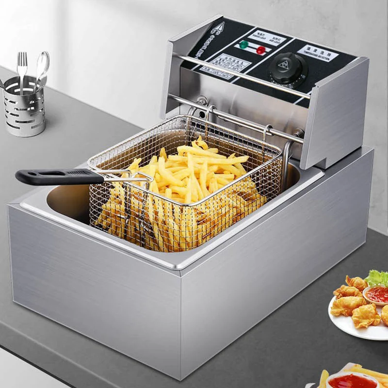 

8L Stainless Steel Electric Deep Fryer Home Food Fried Machine Commercial Chicken Cutlet French Fries Machine