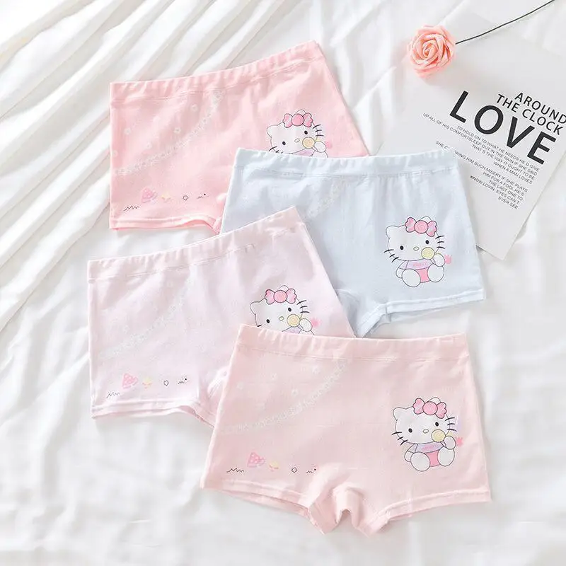 Sanrio Hallokitty Japanese Panties Cotton Boxer Briefs Schoolgirl Boxer Briefs Girl Cartoon Women's Panties Girl Clothes