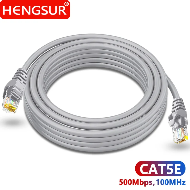 HENGSUR CAT5e كابل إيثرنت رمادي مستدير CCA عالية السرعة شبكة الإنترنت التصحيح الحبل لجهاز التوجيه الكمبيوتر المحمول مودم التلفزيون الذكي CAT5E