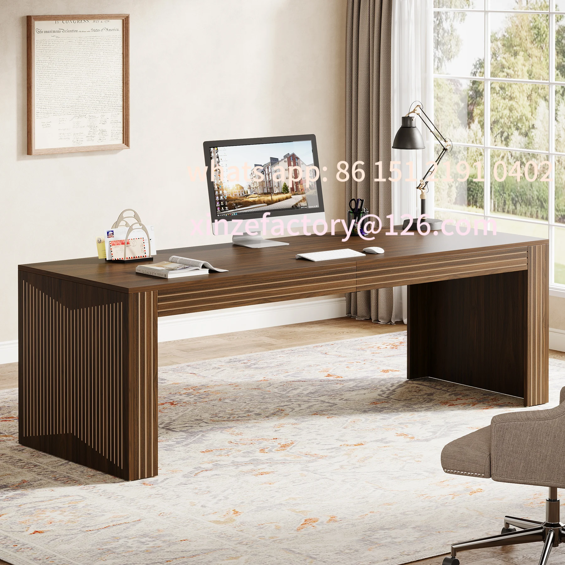

Customizable Tribesigns 79-Inch Extra Long Desk, Two Person Double Desk for Home Office, Wooden Long Computer Desk Writing Table