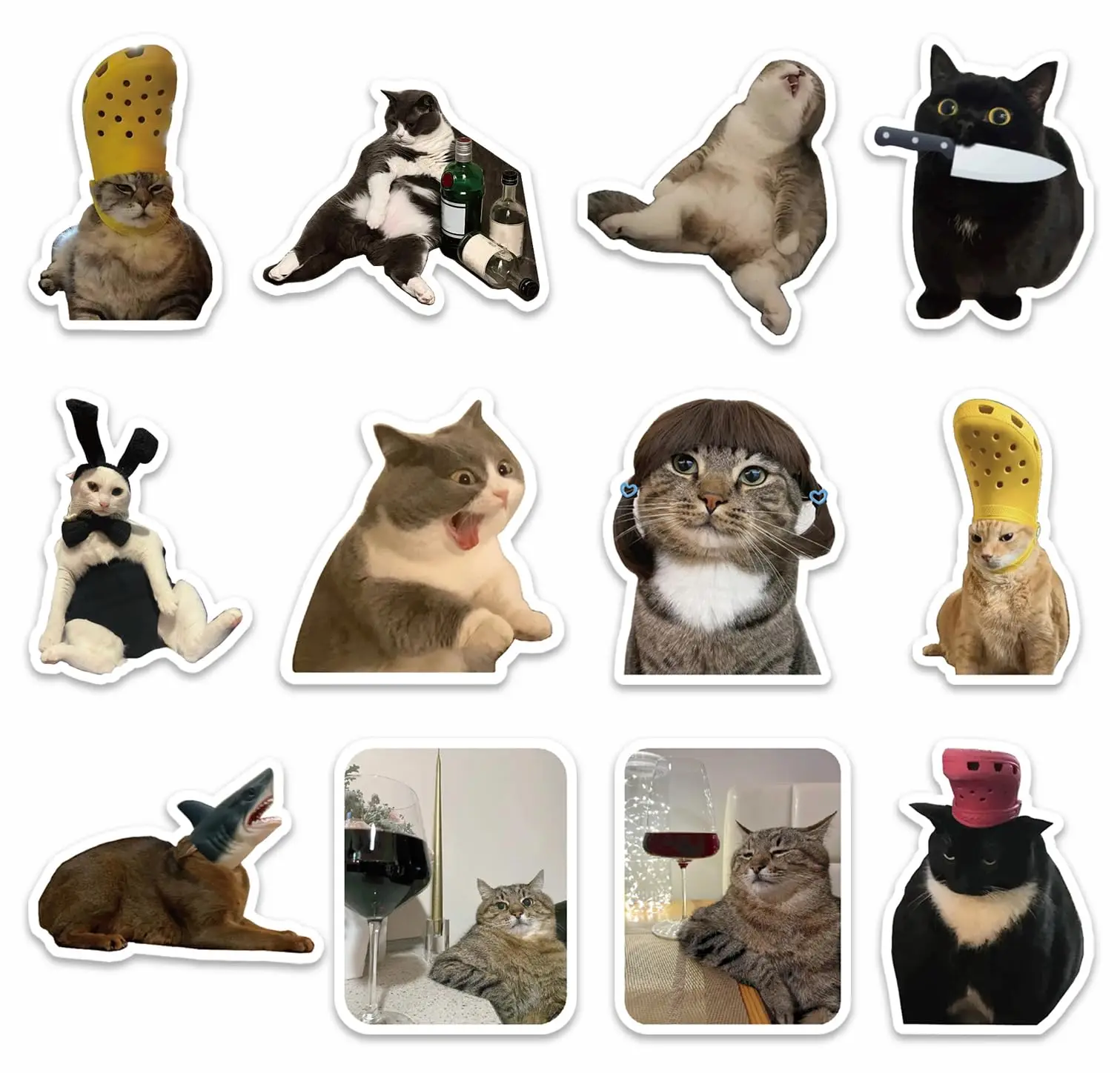 

12Pcs Funny Cat Meme Fridge Magnets Cute Refrigerator Magnetic Stickers Decor Morale Humorous Housewarming Gift for Home Office