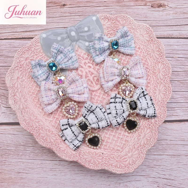 

Japanese Mass-produced Handmade Sweet and Cute Bow Lolita Plaid Hairpin Pair Clip Side Clip Hair Ornament Hairpin Girl