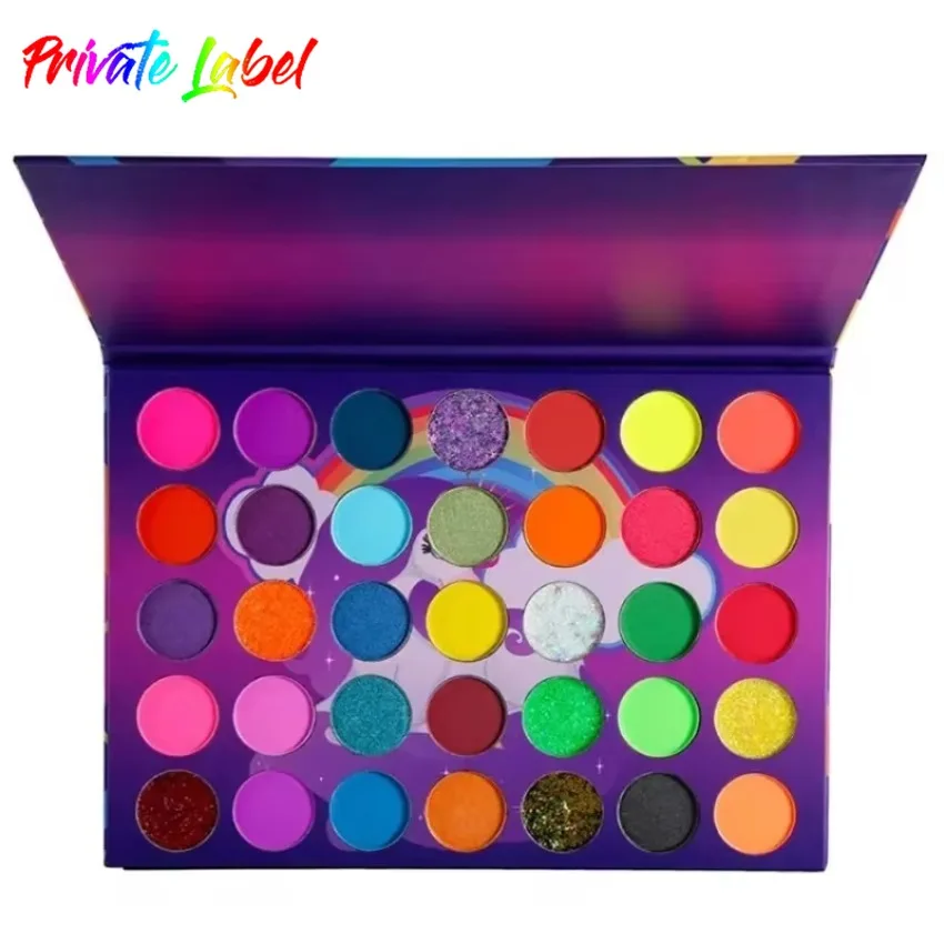 

Private Label 35-colors Rainbow Little White Horse Eyeshadow Palette Pigmented Long Lasting Waterproof Matte Glitter Eyes Powder