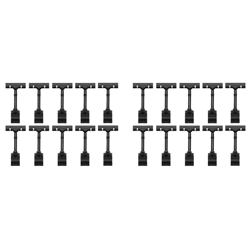 20PCS Adjustable Plastic Sign Holder,Clip-On Style Double Head Display Clips Rotating Reuse Sign Price Tag For Store