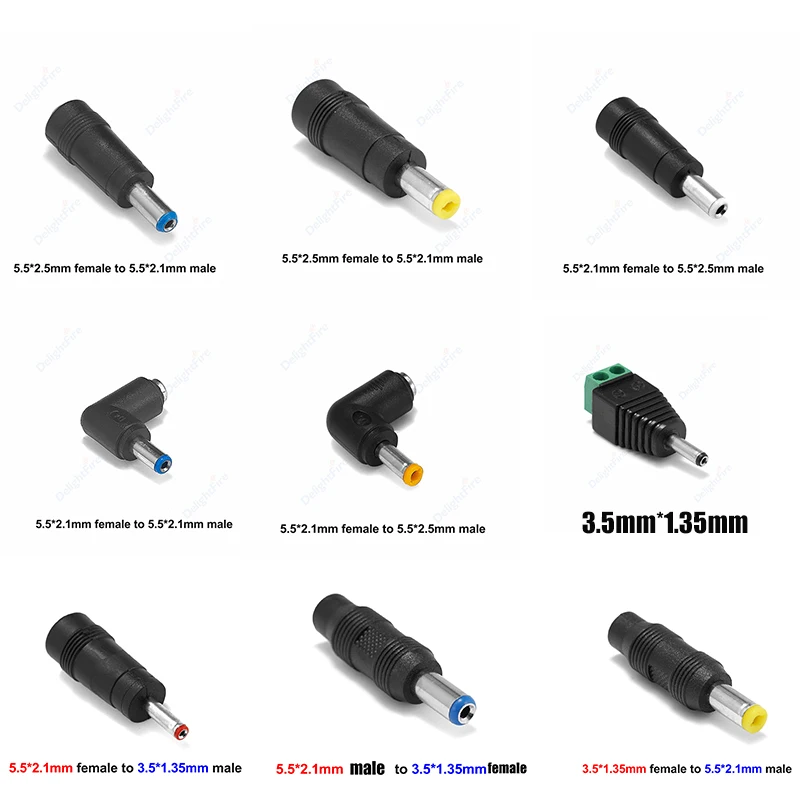 Dc Power Adapter Connector Plug Conversion Head Jack Female Socket 5.5*2.5mm Turn To Male 5.5*2.1mm for CCTV Camera LED Strip